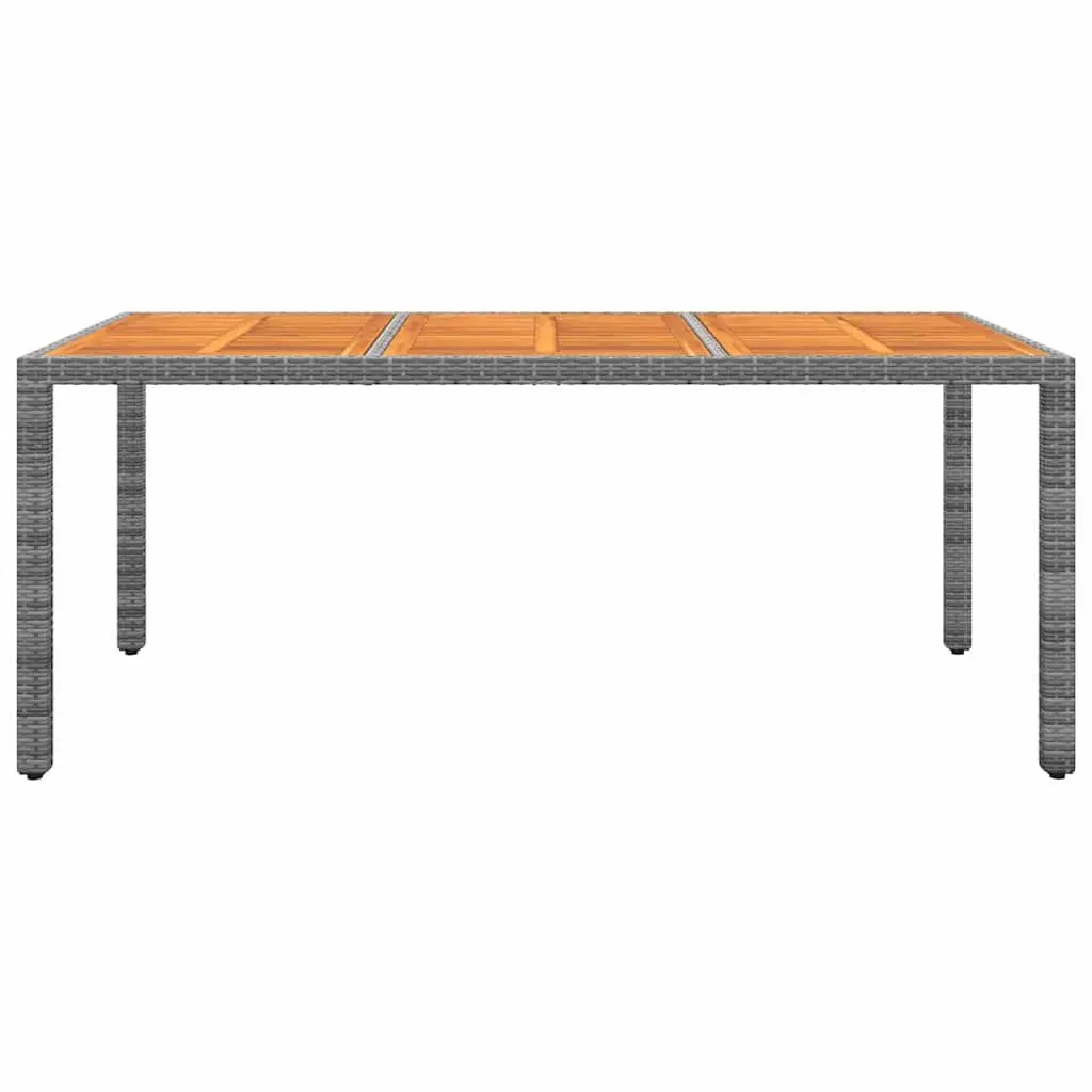 Garden Dining Set 9 Piece Outdoor Patio Furniture Grey PE Rattan Steel Frame Acacia Wood Table Chairs