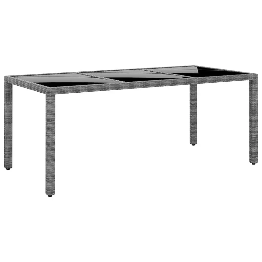 9 Piece Garden Dining Set Grey PE Rattan Powder Coated Steel Frame with Tempered Glass Top