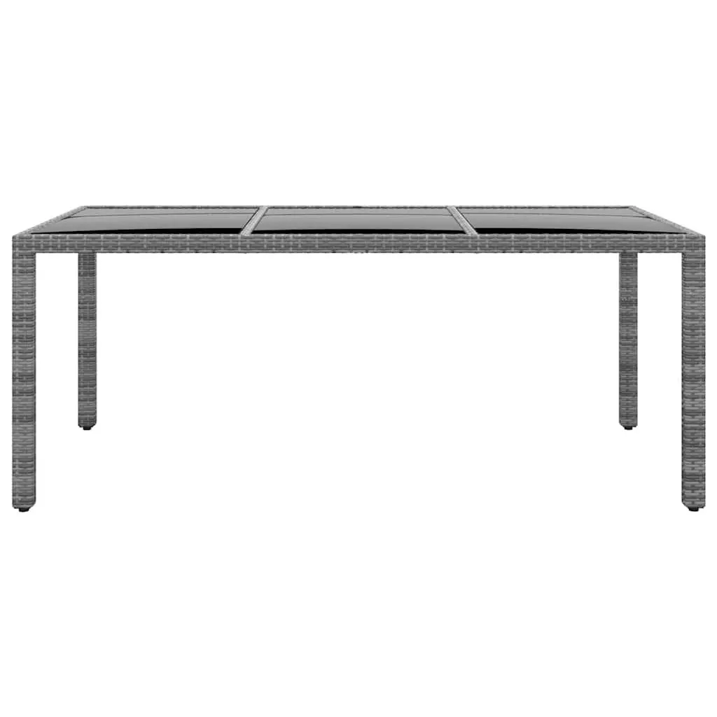 9 Piece Garden Dining Set Grey PE Rattan Powder Coated Steel Frame with Tempered Glass Top