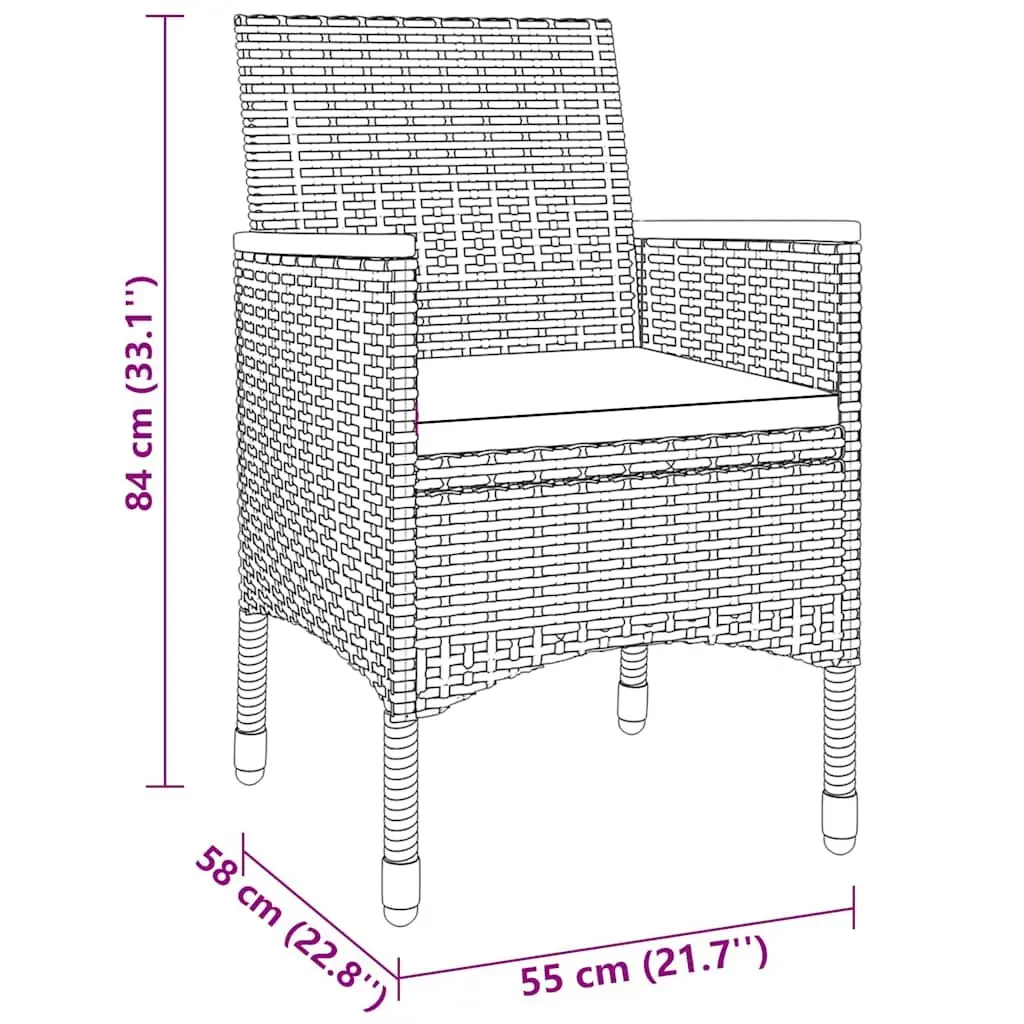 Garden Dining Set Rattan Steel Frame 9 Piece Outdoor Patio Furniture Black