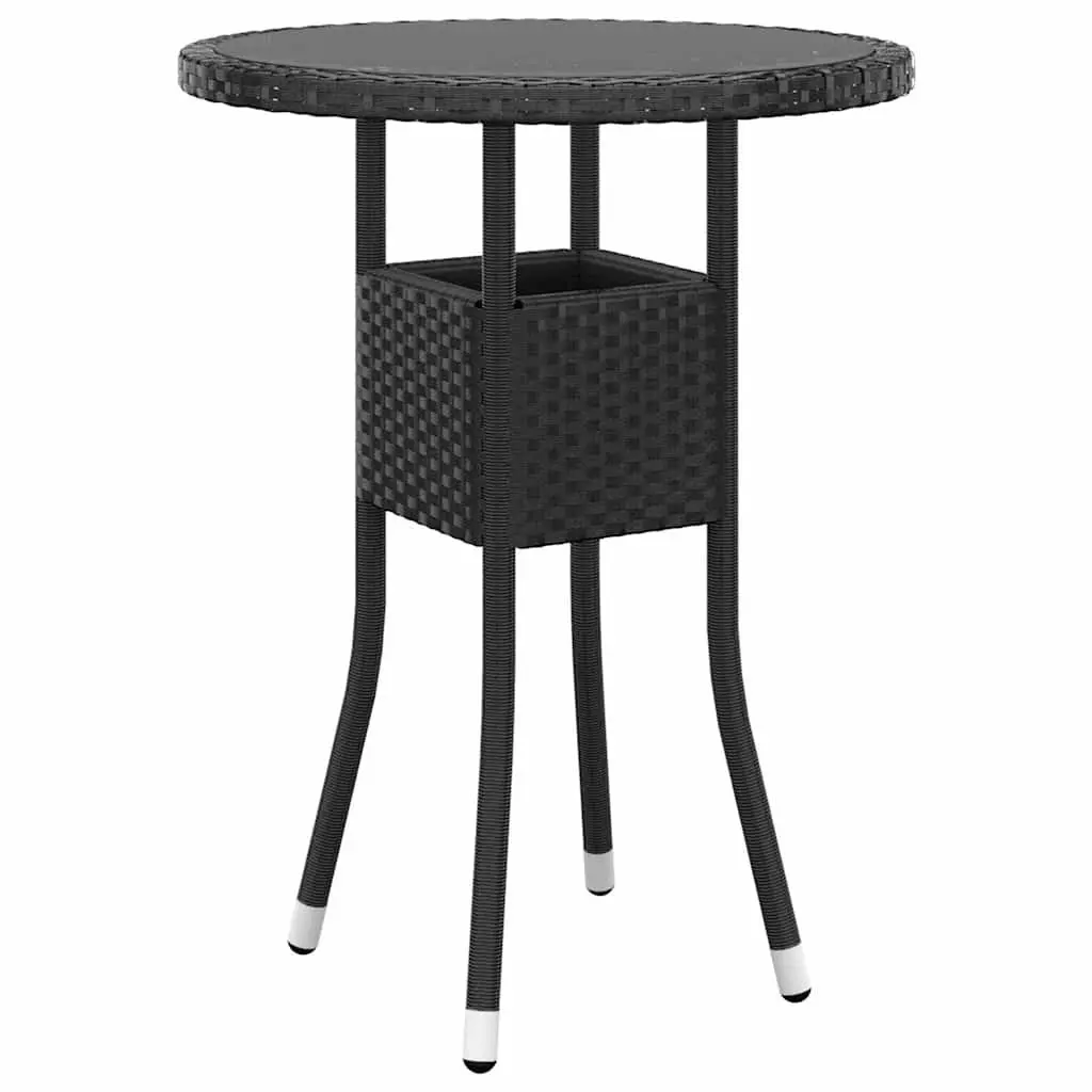 3 Piece Garden Dining Set Outdoor Patio Furniture PE Rattan Black Table Chairs