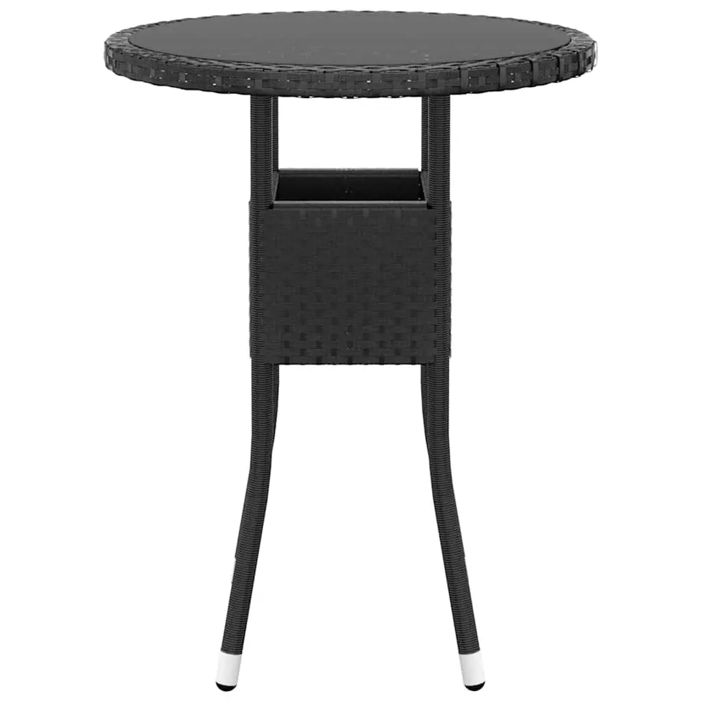 3 Piece Garden Dining Set Outdoor Patio Furniture PE Rattan Black Table Chairs