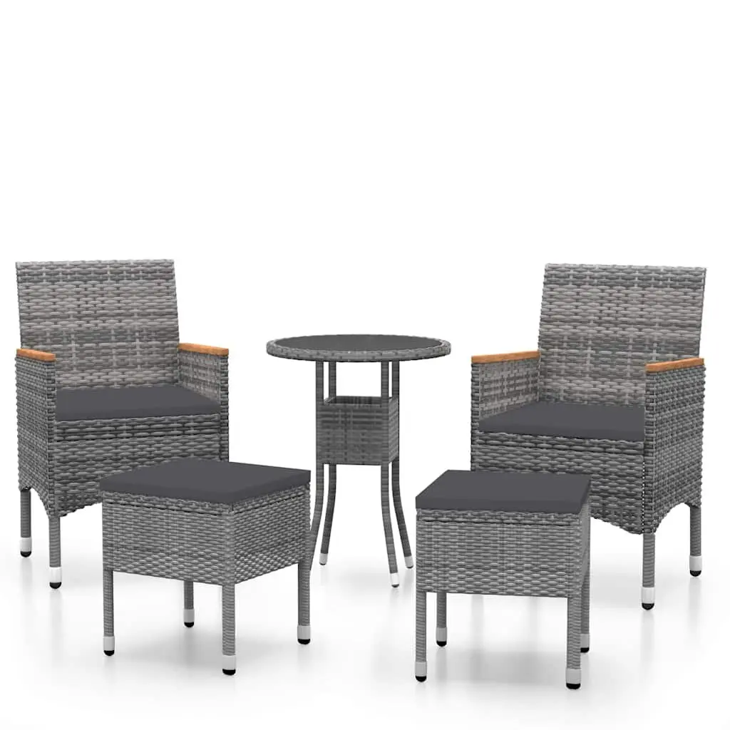 Garden Lounge Set 5 Piece Poly Rattan Outdoor Patio Furniture Grey