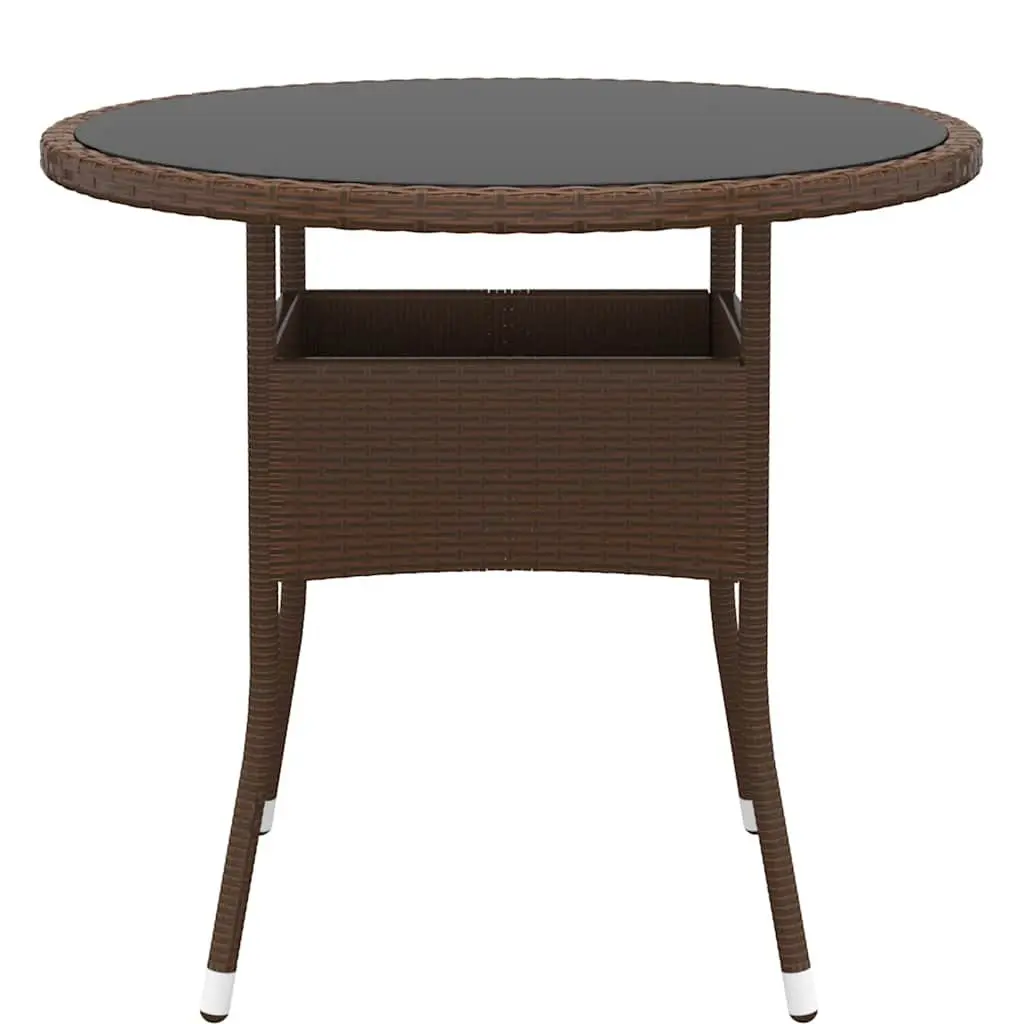 Garden Dining Set Poly Rattan 3 Piece Outdoor Furniture Brown