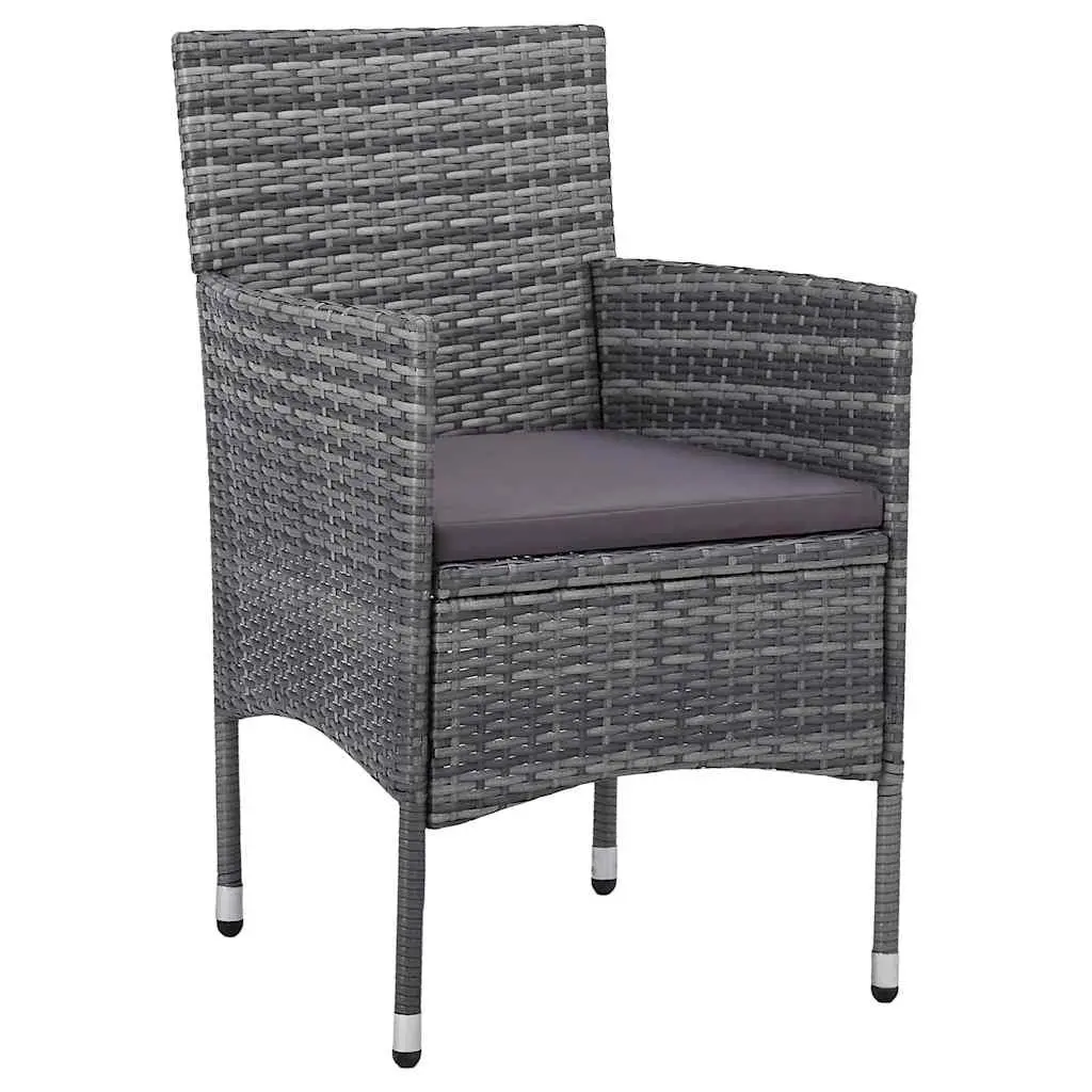 3PieceOutdoorDiningSetAcaciaWoodTabletopPolyRattanSteelFrameGardenFurnitureGrey