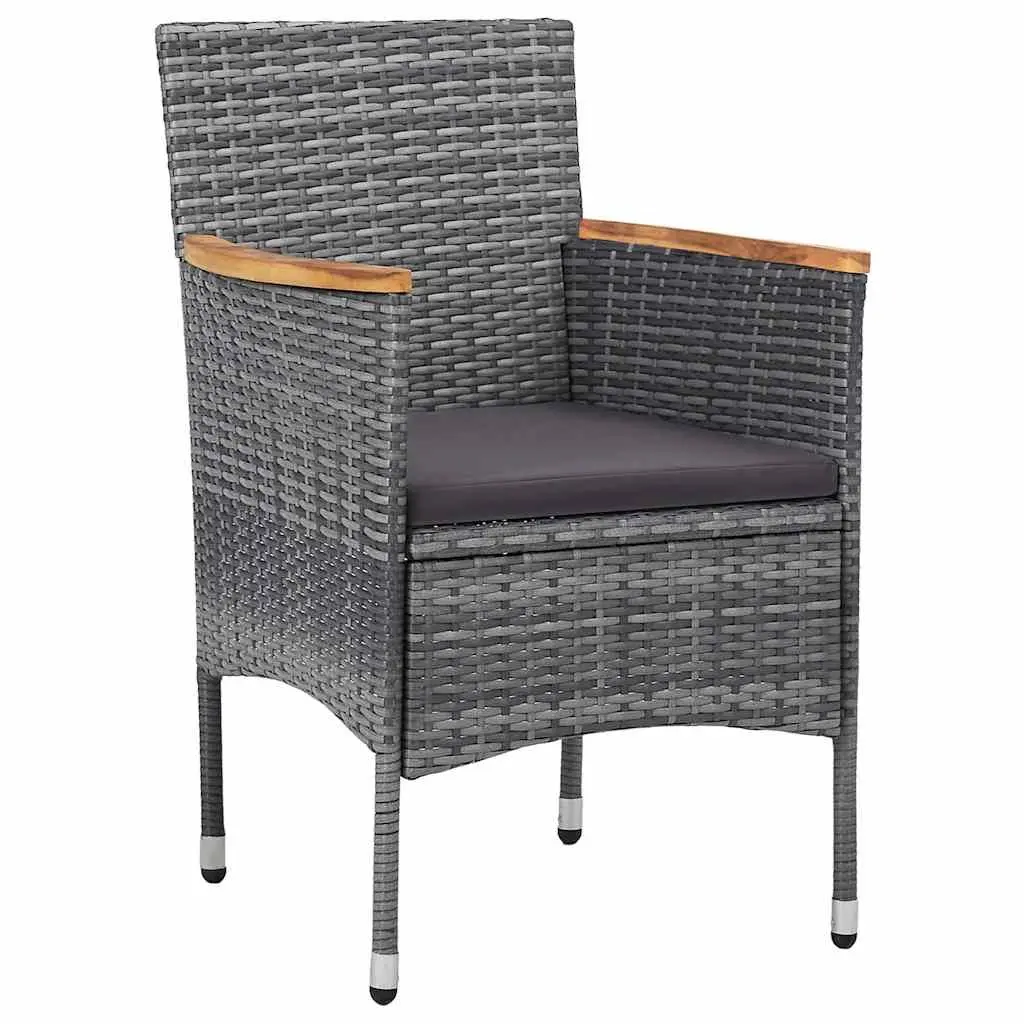 Outdoor Dining Set Poly Rattan 3 Piece Grey Patio Table Chairs
