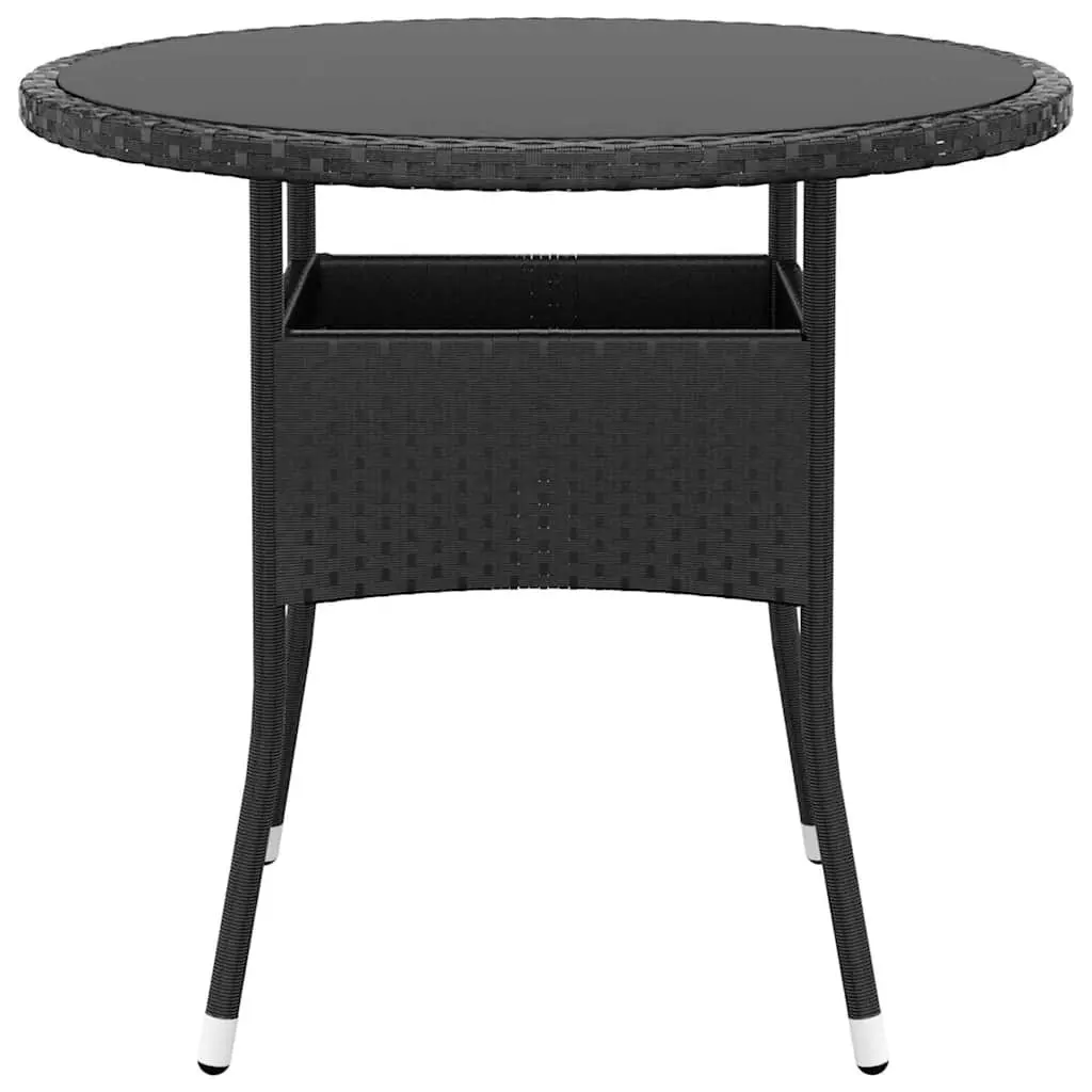 Garden Dining Set 5 Piece Outdoor Patio Furniture Black Poly Rattan Table Chairs