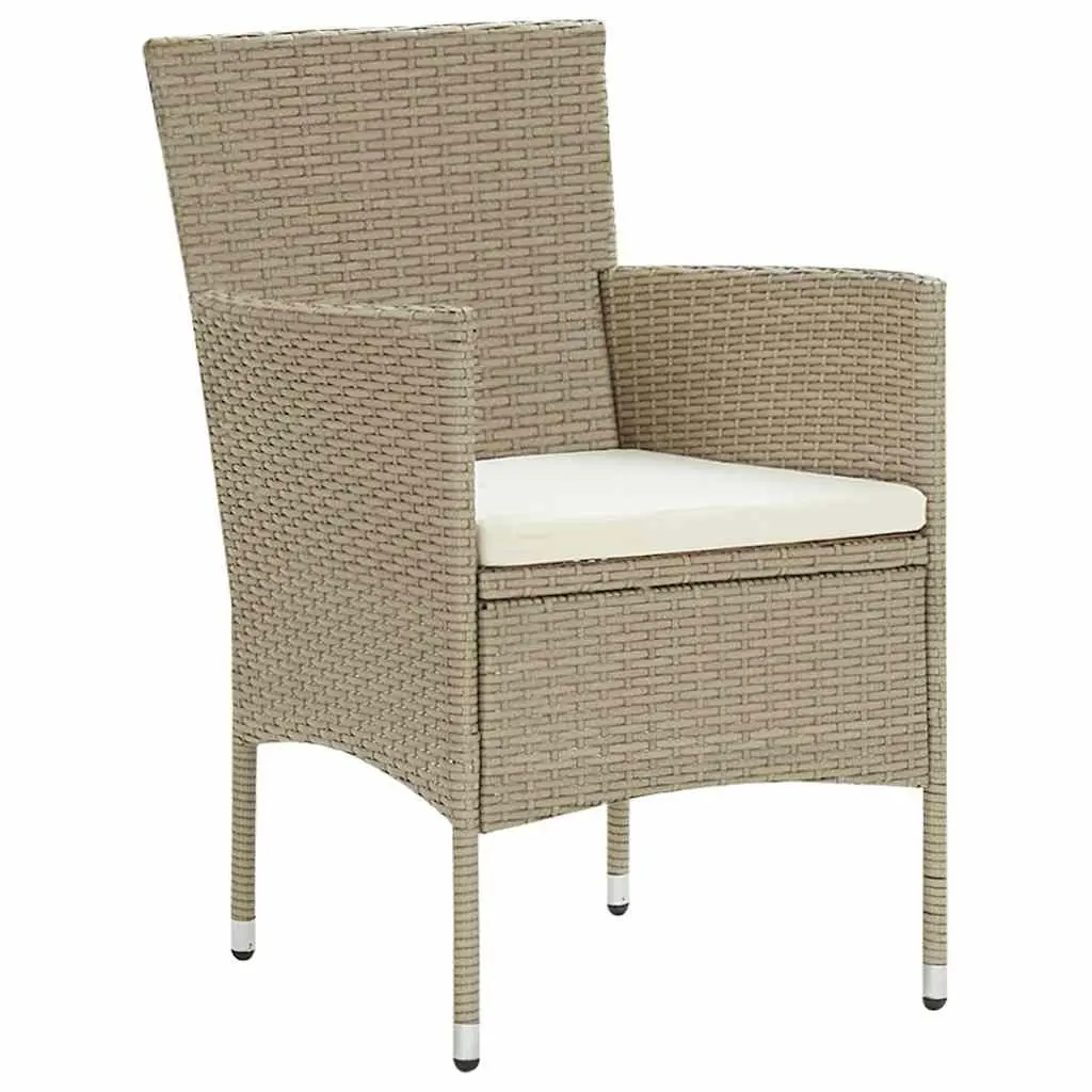 Garden Dining Set Poly Rattan 5 Piece Outdoor Patio Furniture Beige