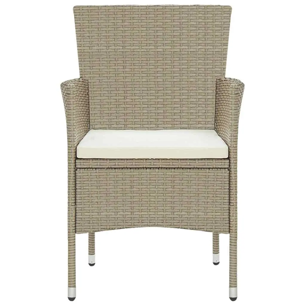 Garden Dining Set Poly Rattan 5 Piece Outdoor Patio Furniture Beige