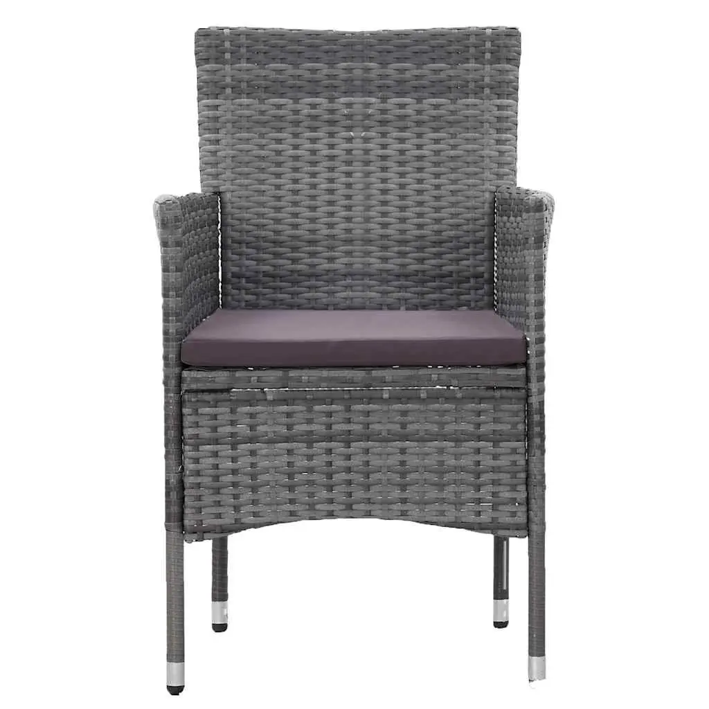 Garden Dining Set Poly Rattan Powder Coated Steel 5 Piece Grey Outdoor Patio Furniture