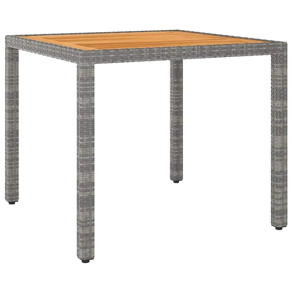 3 Piece Outdoor Garden Dining Set Steel Frame PE Rattan Grey with Solid Acacia Wood Tabletop