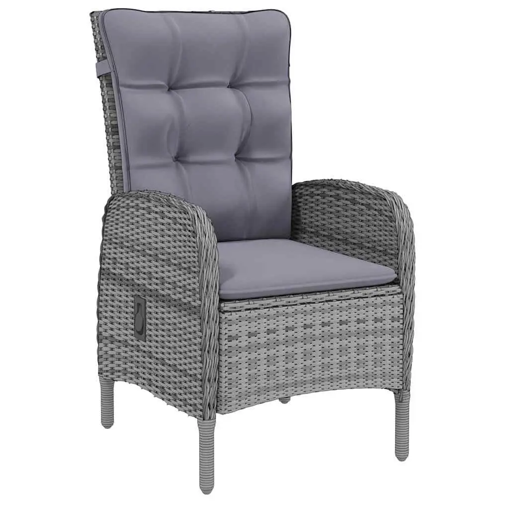 7 Piece Outdoor Dining Set PE Rattan Steel Frame Glass Top Grey Chairs