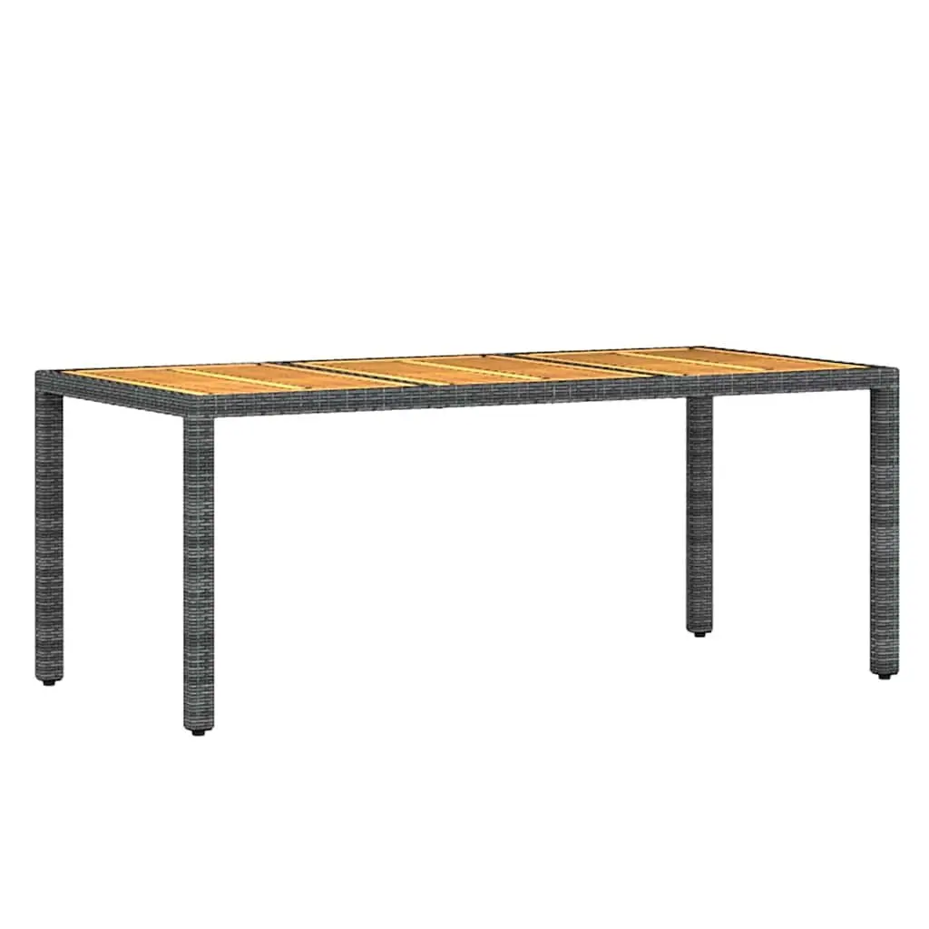 Garden Dining Set 7 Piece Outdoor Furniture Steel PE Rattan Grey with Solid Acacia Wood Table