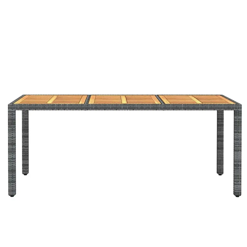 Garden Dining Set 7 Piece Outdoor Furniture Steel PE Rattan Grey with Solid Acacia Wood Table