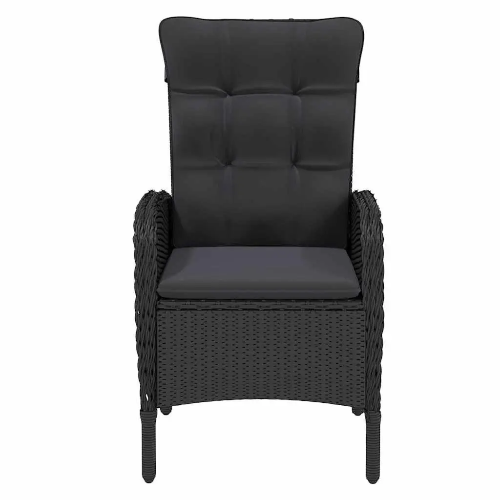 5 Piece Outdoor Dining Set Steel Frame PE Rattan Table and Chairs Black