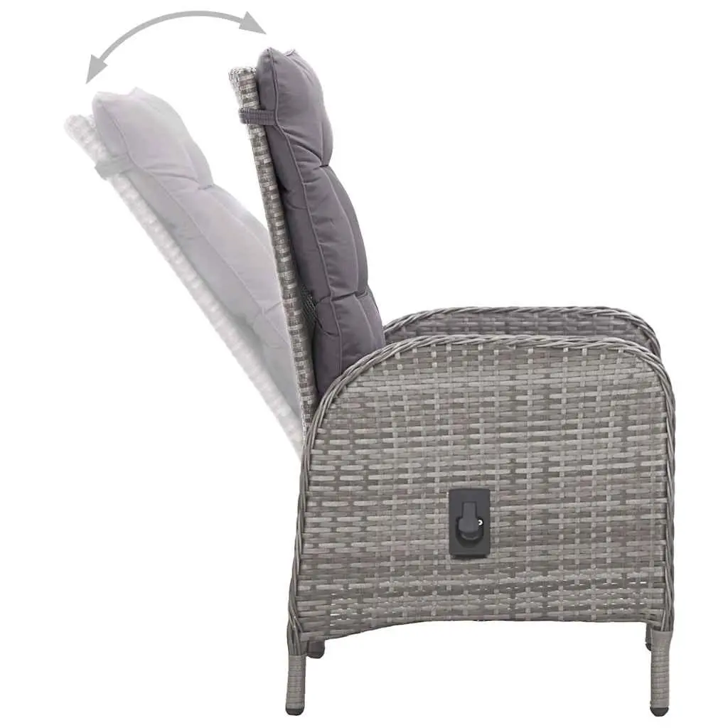 Garden Dining Set 5 Piece Powder-coated Steel Weather-resistant PE Rattan Glass Top Grey