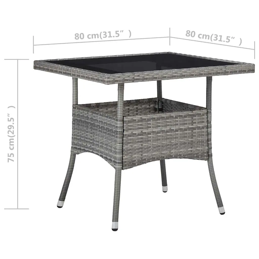 Garden Dining Set 5 Piece Powder-coated Steel Weather-resistant PE Rattan Glass Top Grey