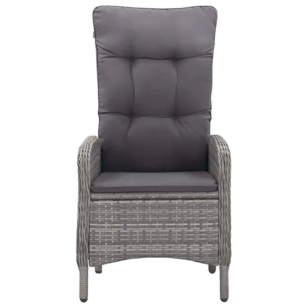 Garden Dining Set 5 Piece Powder-coated Steel Weather-resistant PE Rattan Glass Top Grey