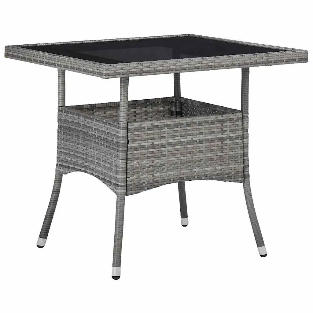 Garden Dining Set 5 Piece Powder-coated Steel Weather-resistant PE Rattan Glass Top Grey