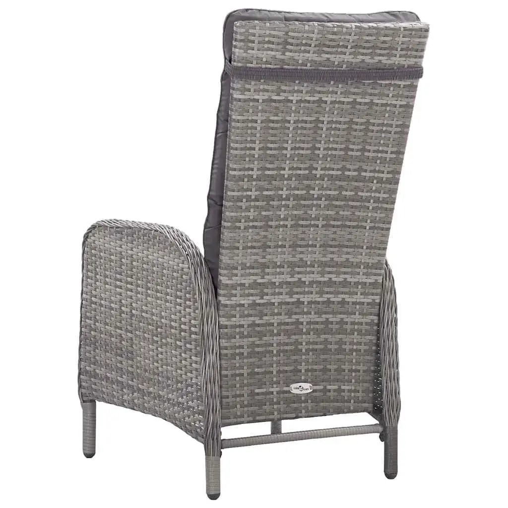 Garden Dining Set 5 Piece Powder-coated Steel Weather-resistant PE Rattan Glass Top Grey