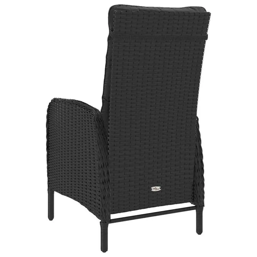 9 Piece Outdoor Dining Set Steel Rattan Chairs Glass Top Black
