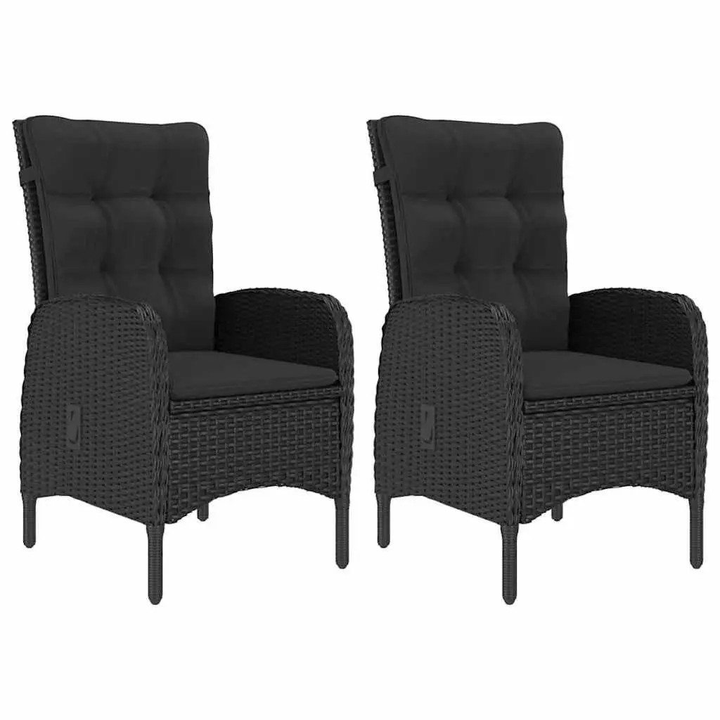 Garden Bistro Set 3 Piece Poly Rattan Acacia Wood Outdoor Furniture Black
