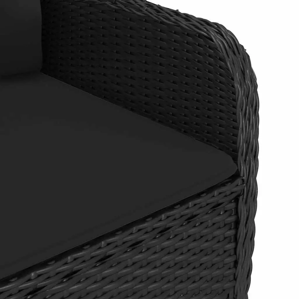 Garden Bistro Set 3 Piece Poly Rattan Acacia Wood Outdoor Furniture Black
