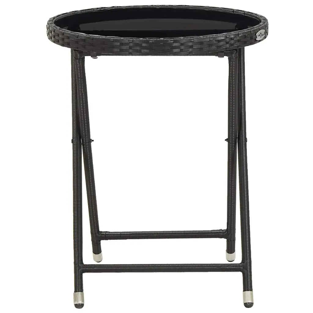Outdoor Bistro Set Powder-coated Steel PE Rattan 3 Piece Garden Furniture Patio Dining Table Chairs Black