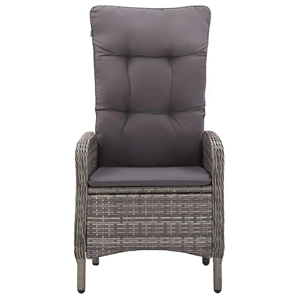 3 Piece Garden Bistro Set Poly Rattan Outdoor Patio Furniture Grey Chairs Table