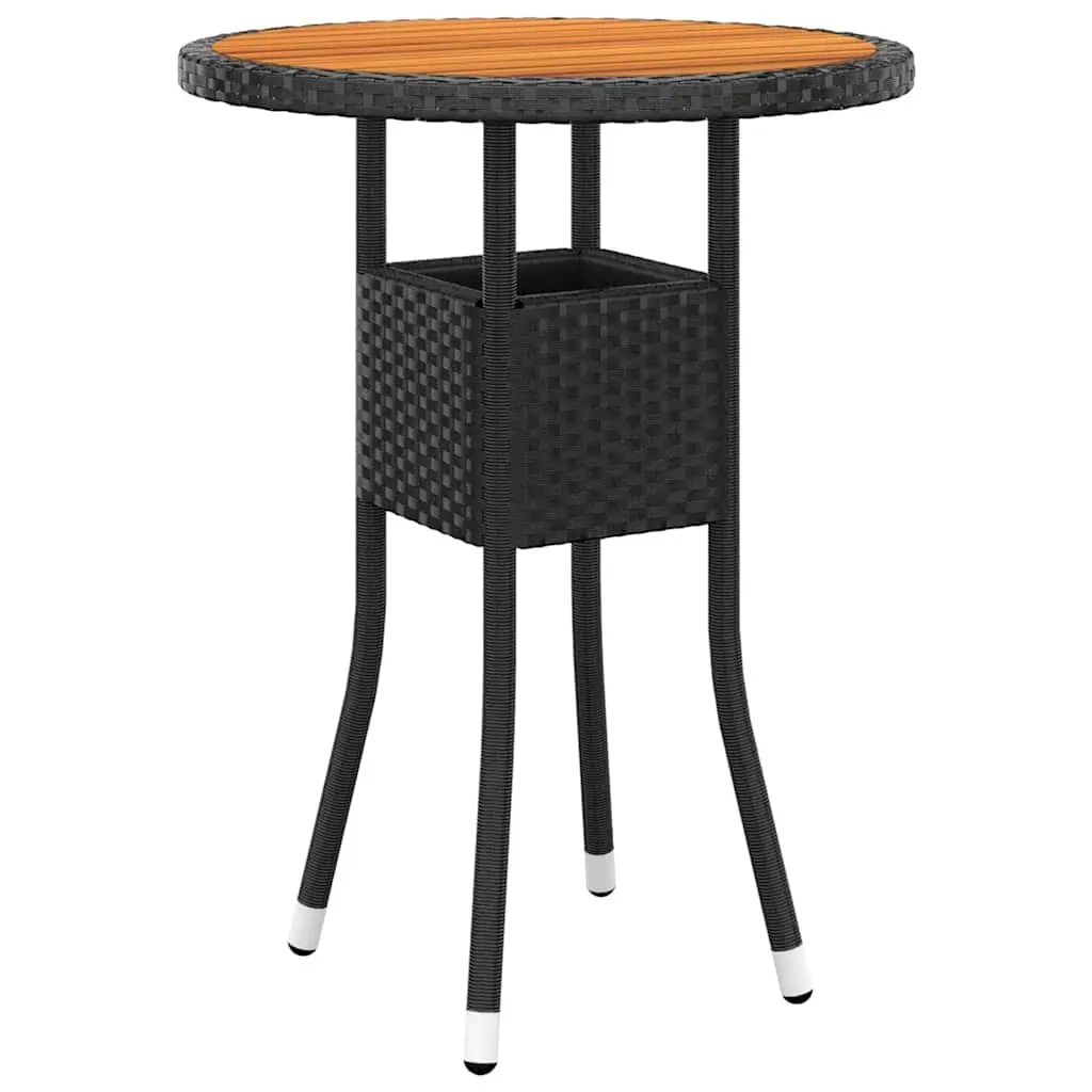 3 Piece Bistro Set Outdoor Furniture Black Poly Rattan Chairs with Adjustable Backrest and Steel Table
