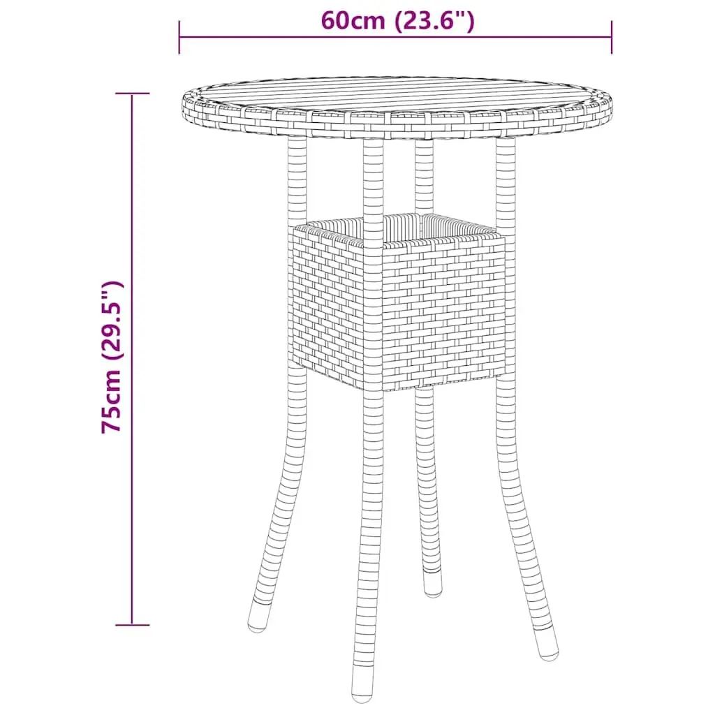 3 Piece Bistro Set Outdoor Furniture Black Poly Rattan Chairs with Adjustable Backrest and Steel Table