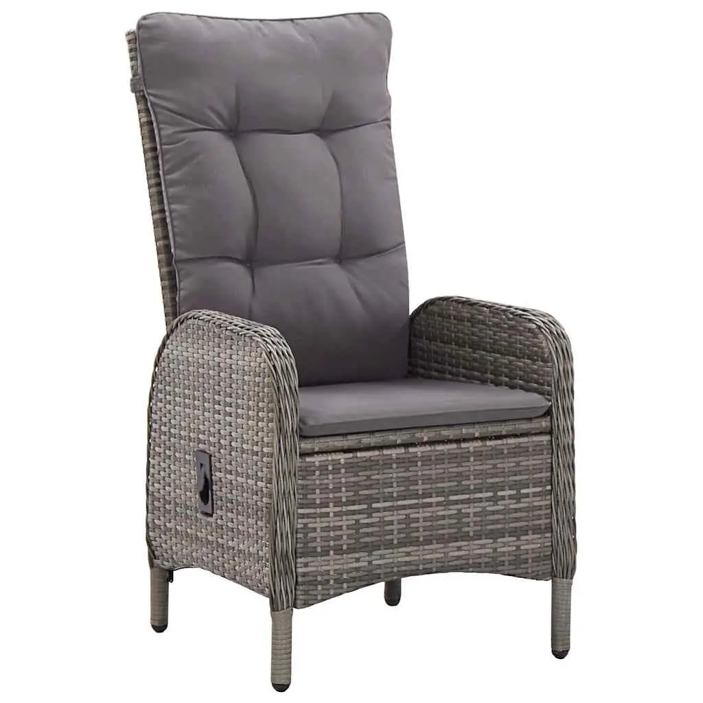 5 Piece Garden Bistro Set Steel Frame Hand Woven PE Rattan Grey Outdoor Patio Furniture