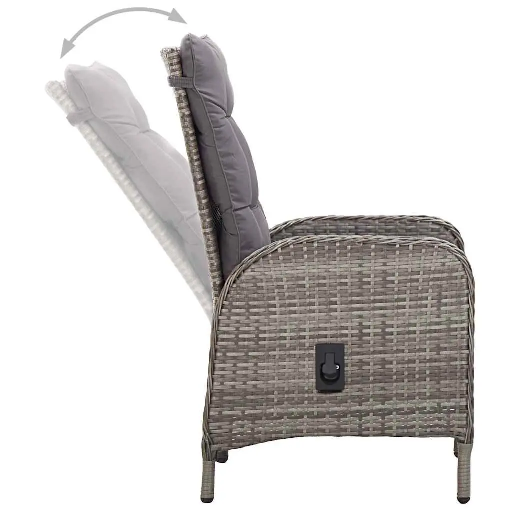 5 Piece Garden Bistro Set Steel Frame Hand Woven PE Rattan Grey Outdoor Patio Furniture