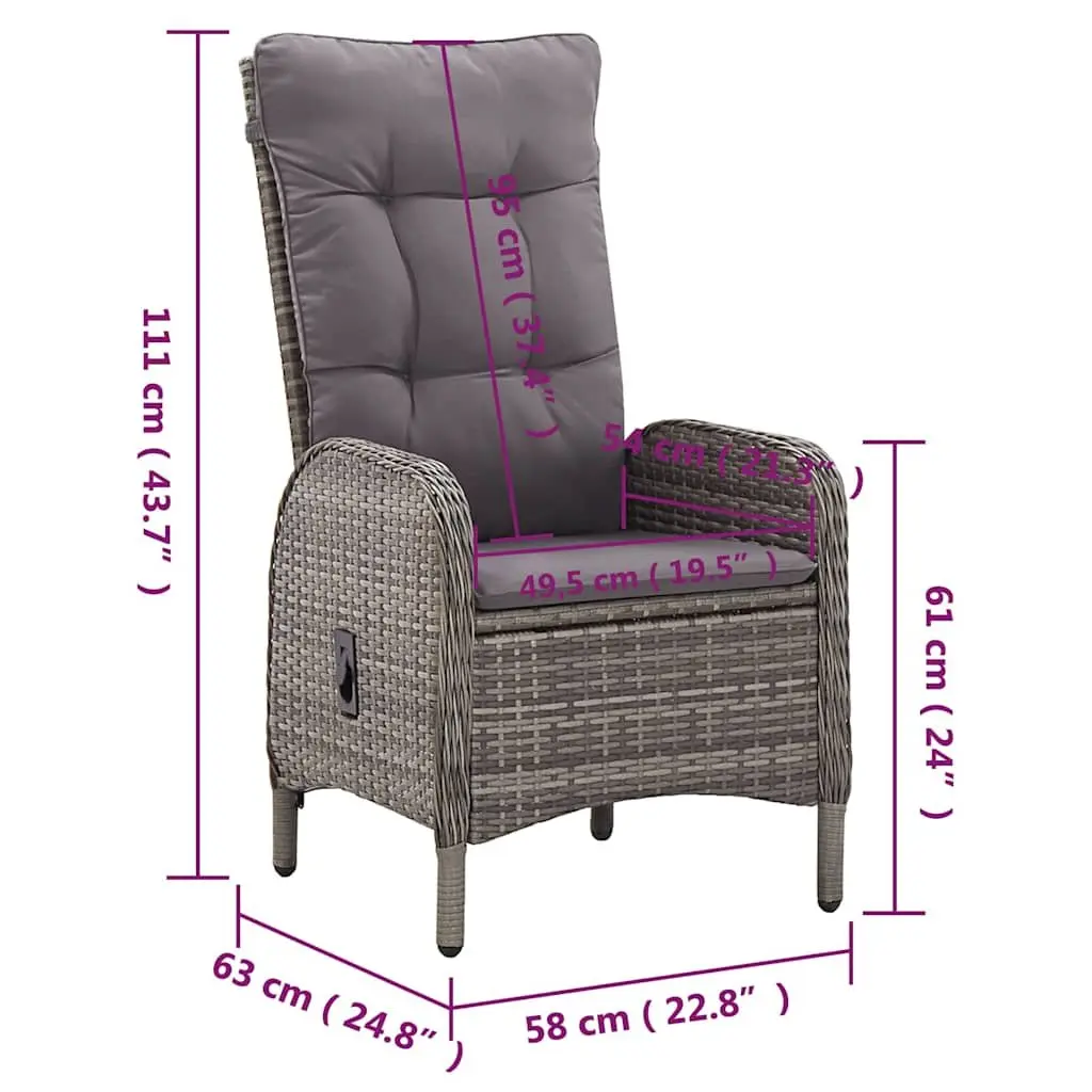5 Piece Garden Bistro Set Steel Frame Hand Woven PE Rattan Grey Outdoor Patio Furniture