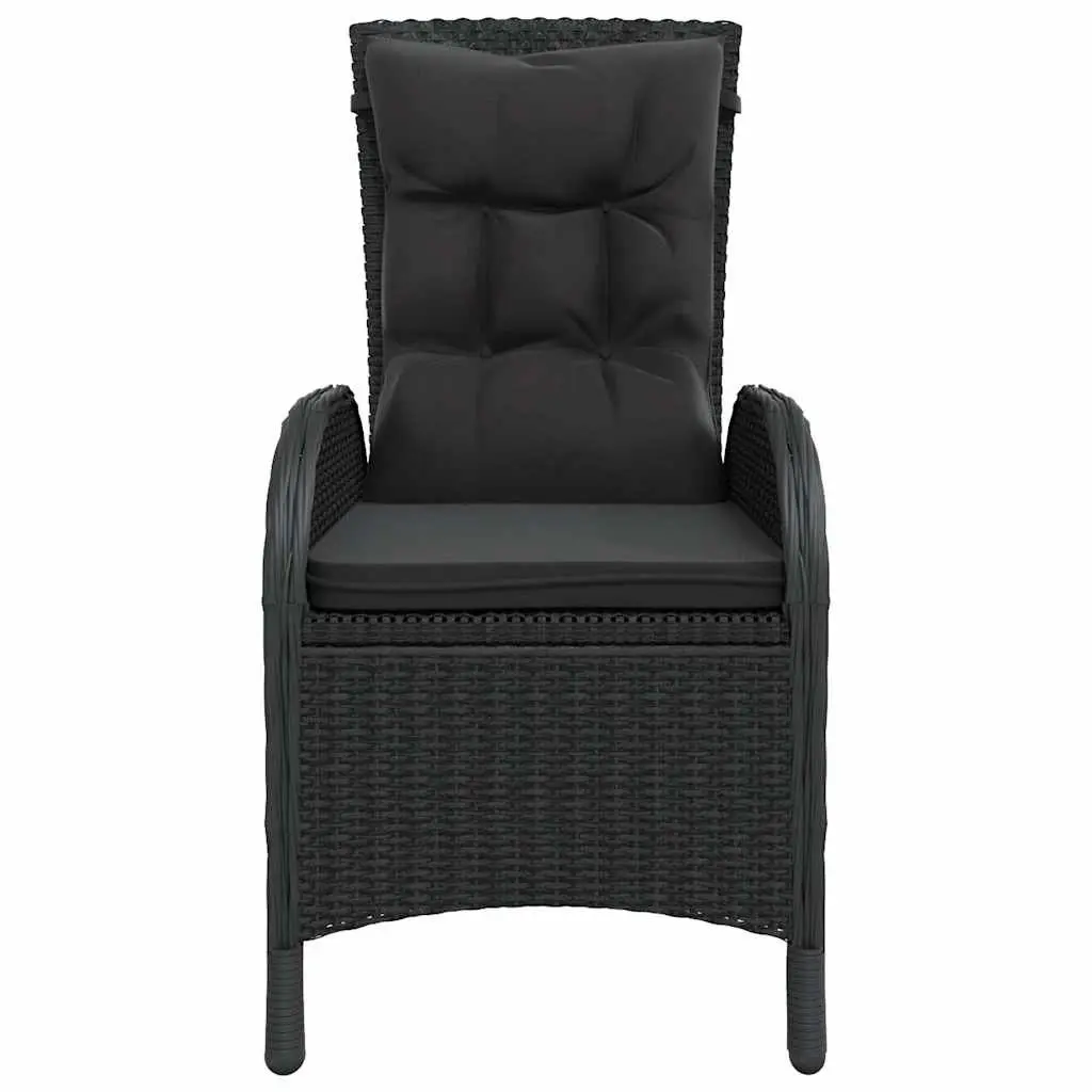 Garden Dining Set 11 Piece Steel PE Rattan Outdoor Furniture Reclining Chairs Table Black