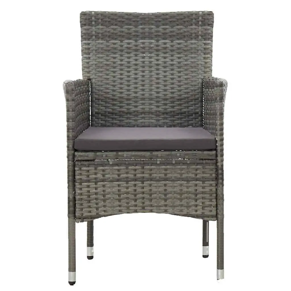 Outdoor Furniture Set Grey PE Rattan Steel 11 Piece Dining Table and Chairs with Cushions