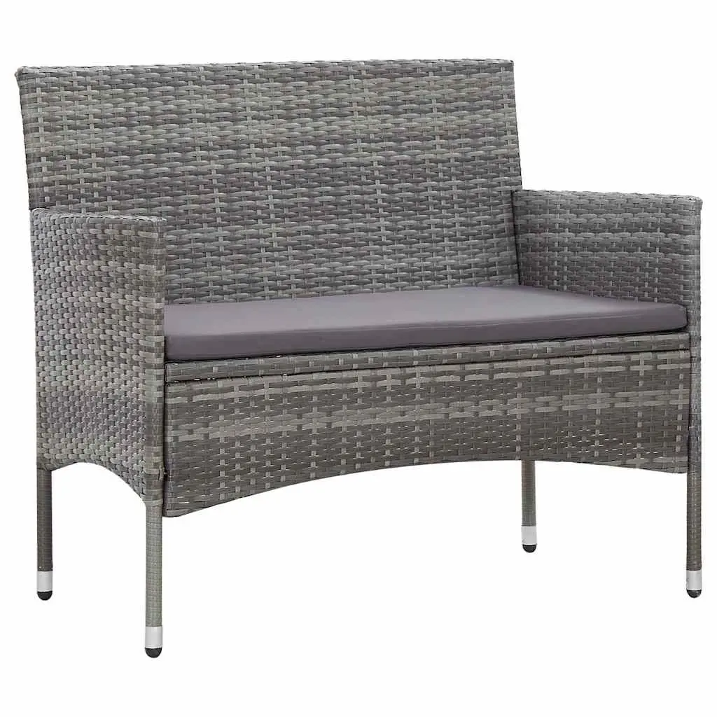 Garden Lounge Set PE Rattan 2 Piece Outdoor Furniture Grey