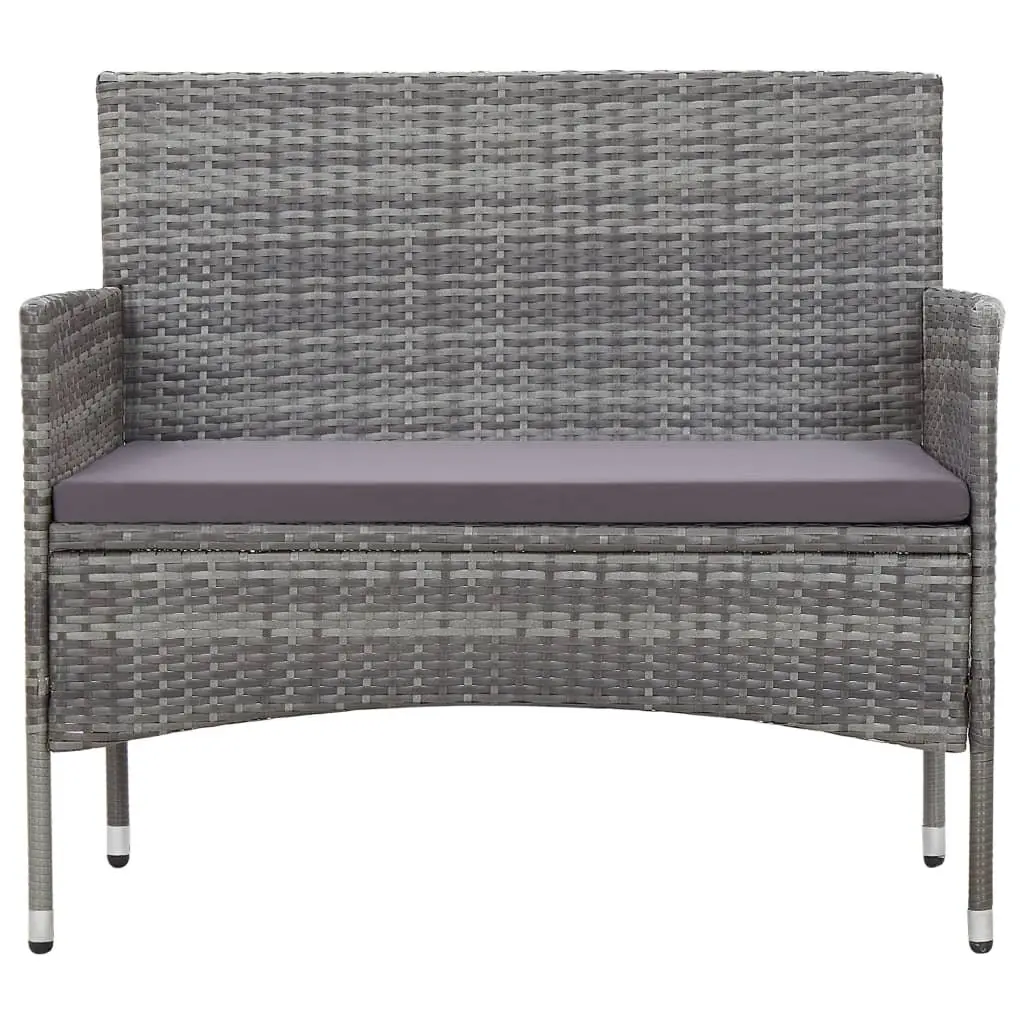 Garden Lounge Set PE Rattan 2 Piece Outdoor Furniture Grey