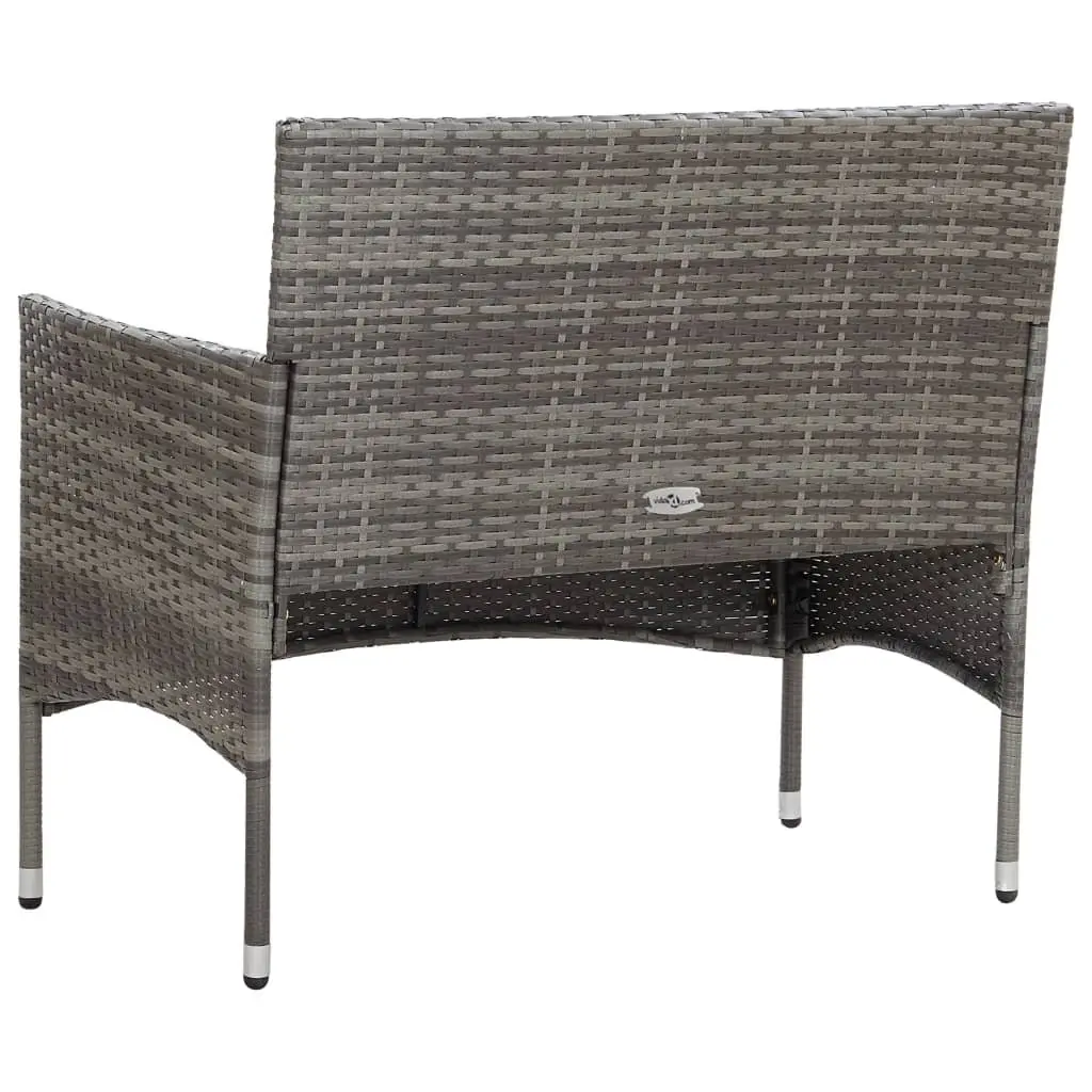 Garden Lounge Set PE Rattan 2 Piece Outdoor Furniture Grey