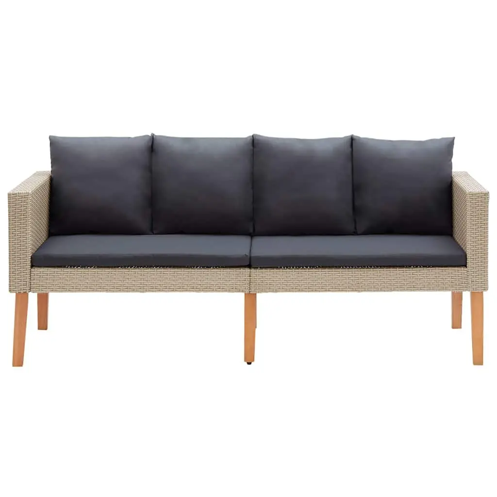 2 Piece Garden Lounge Set Powder-coated Steel PE Rattan Beige Sofa Table