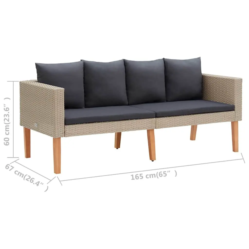 2 Piece Garden Lounge Set Powder-coated Steel PE Rattan Beige Sofa Table