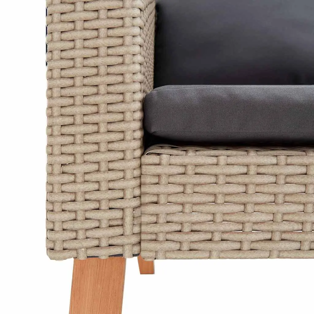 Garden Lounge Set PE Rattan Powder-coated Steel 3 Piece Beige Outdoor Furniture Sofa Table Cushions