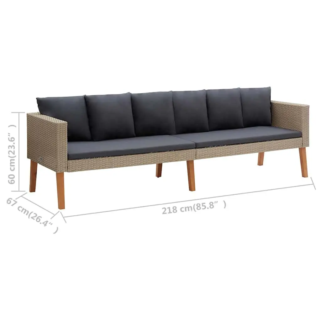 Garden Lounge Set PE Rattan Powder-coated Steel 3 Piece Beige Outdoor Furniture Sofa Table Cushions