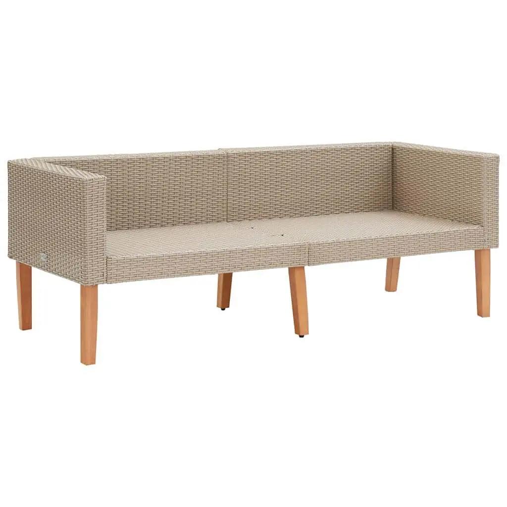 Garden Lounge Set PE Rattan Powder-coated Steel 3 Piece Beige Outdoor Furniture Sofa Table Cushions