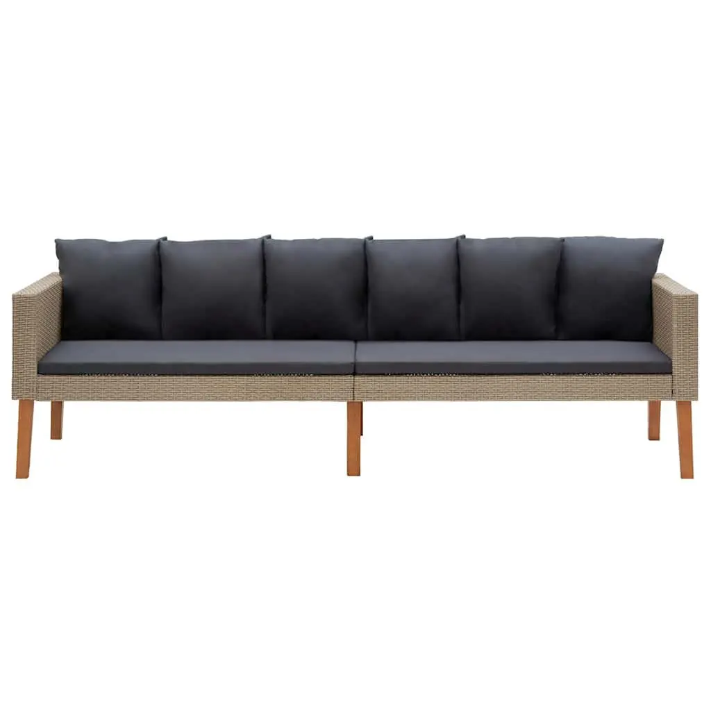 Garden Lounge Set PE Rattan Powder-coated Steel 3 Piece Beige Outdoor Furniture Sofa Table Cushions