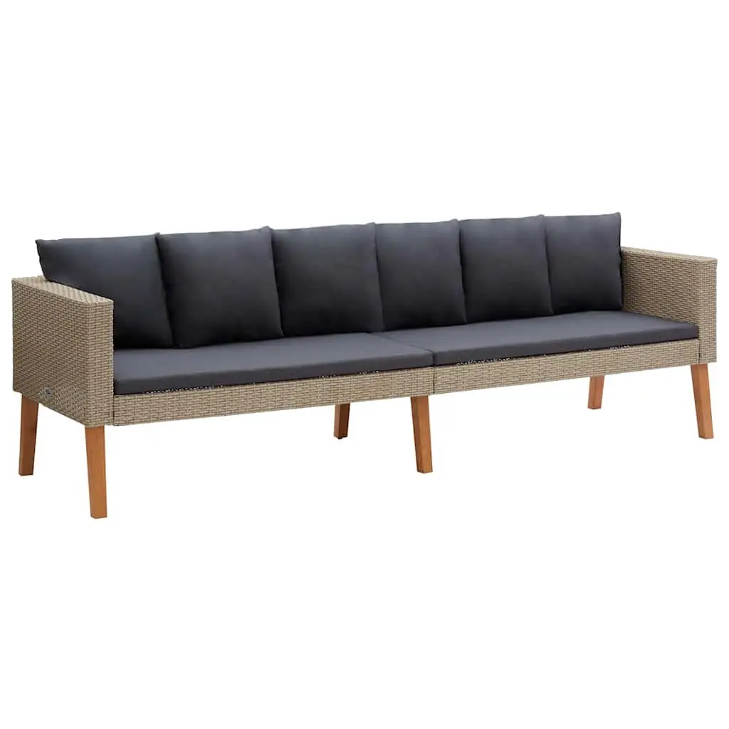 Garden Lounge Set PE Rattan Powder-coated Steel 3 Piece Beige Outdoor Furniture Sofa Table Cushions