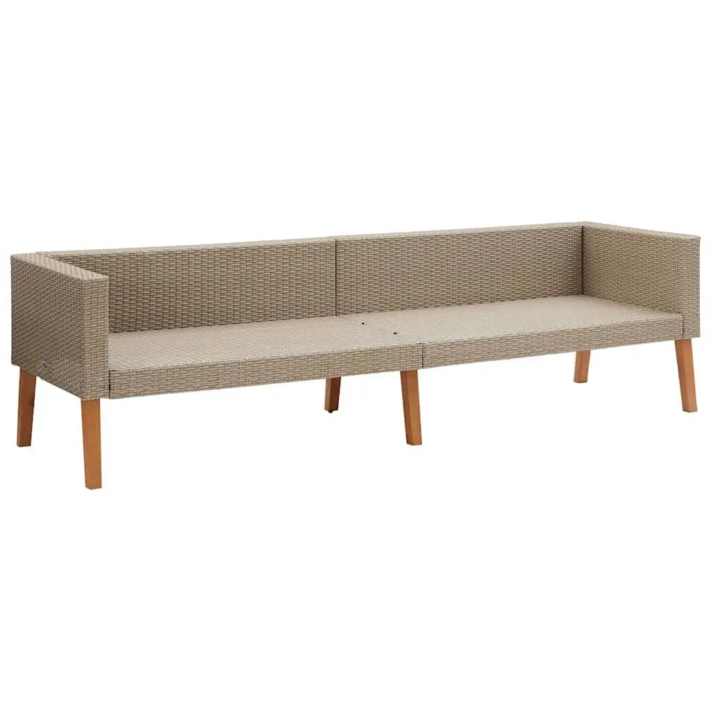 Garden Lounge Set PE Rattan Powder-coated Steel 3 Piece Beige Outdoor Furniture Sofa Table Cushions