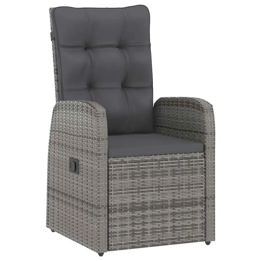 Outdoor Dining Set 9 Piece Grey PE Rattan Garden Furniture with Powder Coated Steel Frame and Glass Tabletop