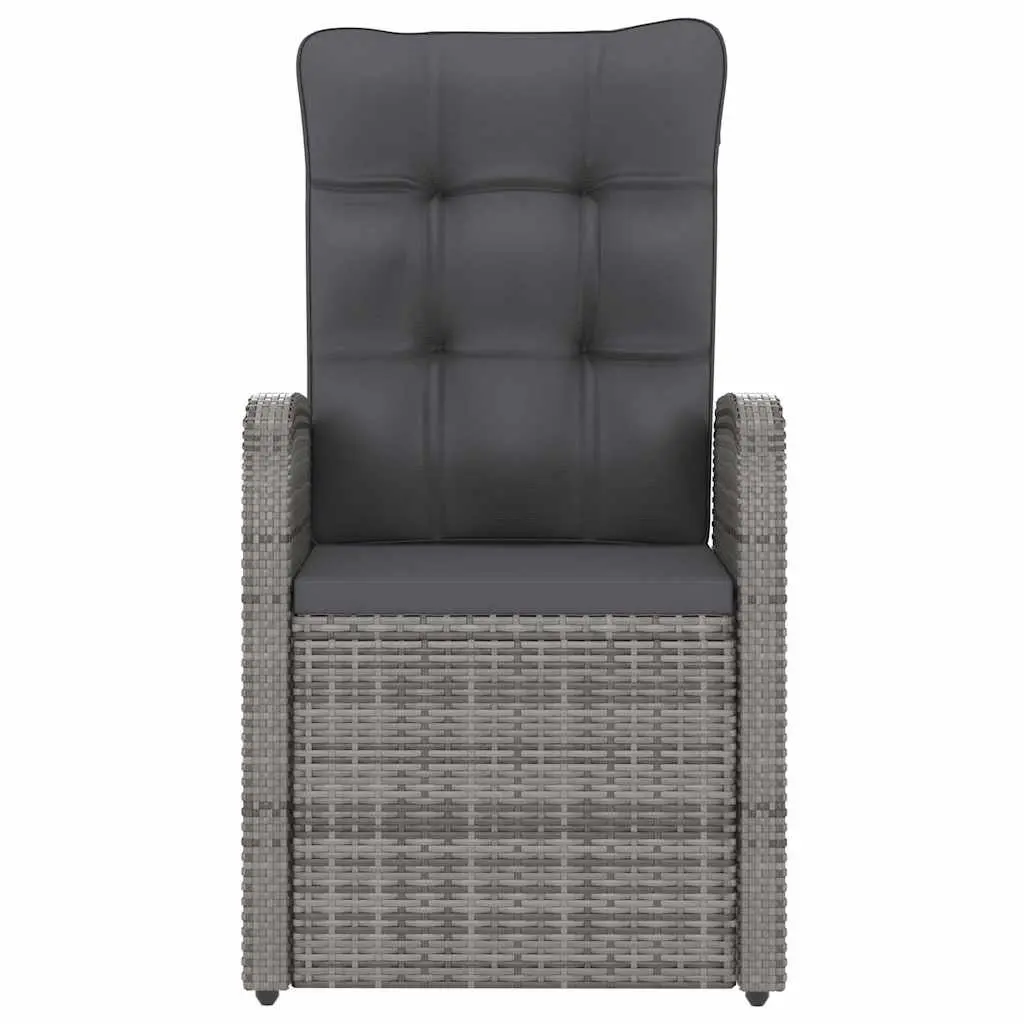 Outdoor Dining Set 9 Piece Grey PE Rattan Garden Furniture with Powder Coated Steel Frame and Glass Tabletop