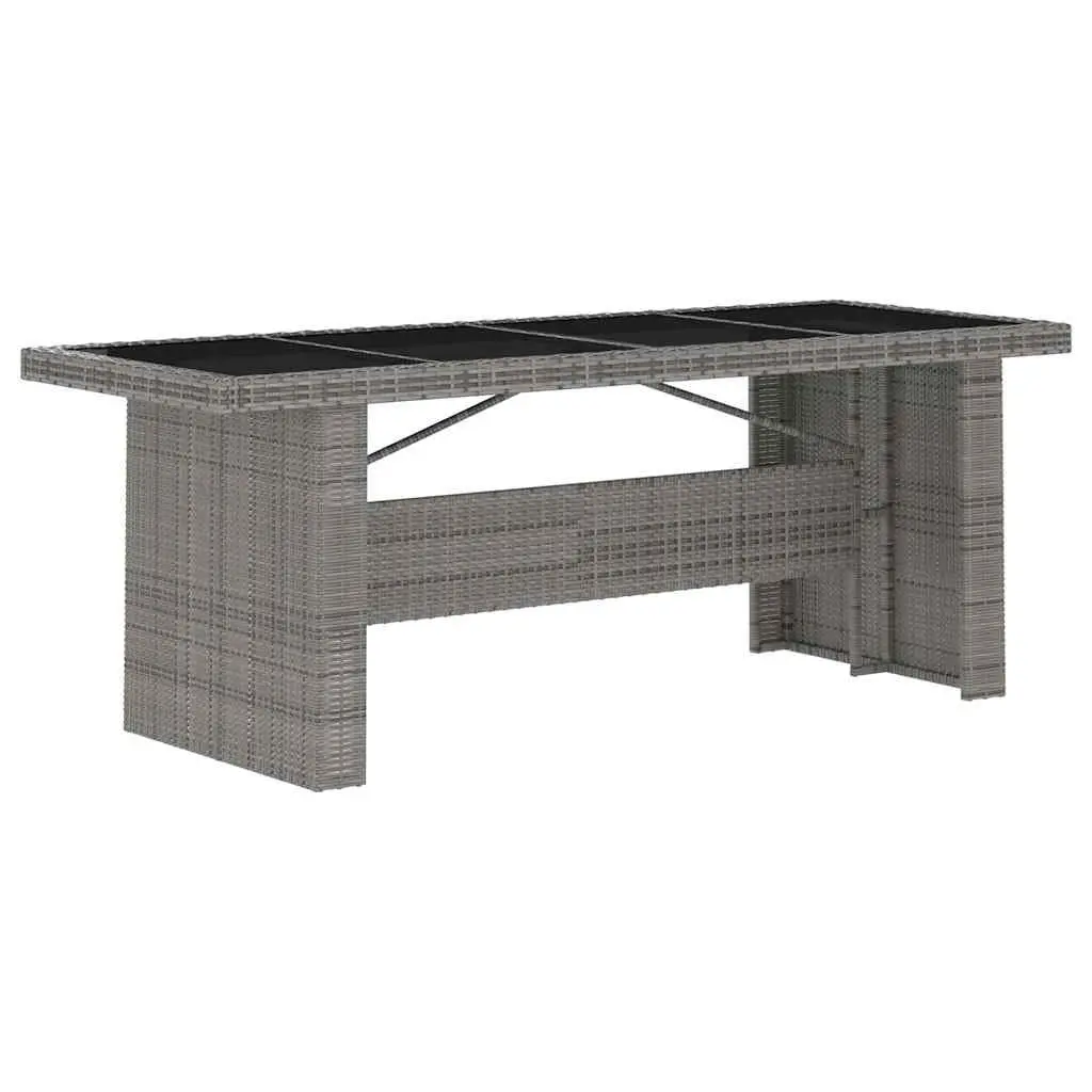 Outdoor Dining Set 9 Piece Grey PE Rattan Garden Furniture with Powder Coated Steel Frame and Glass Tabletop